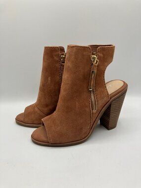 Gianna Bini Ankle Boots Leather Peep Toe-Ankle 5.5M Zippered